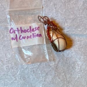 Orthoclase with Carnelian bead pendant